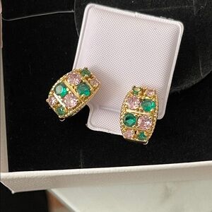 Elegant Gold and Pink Earrings